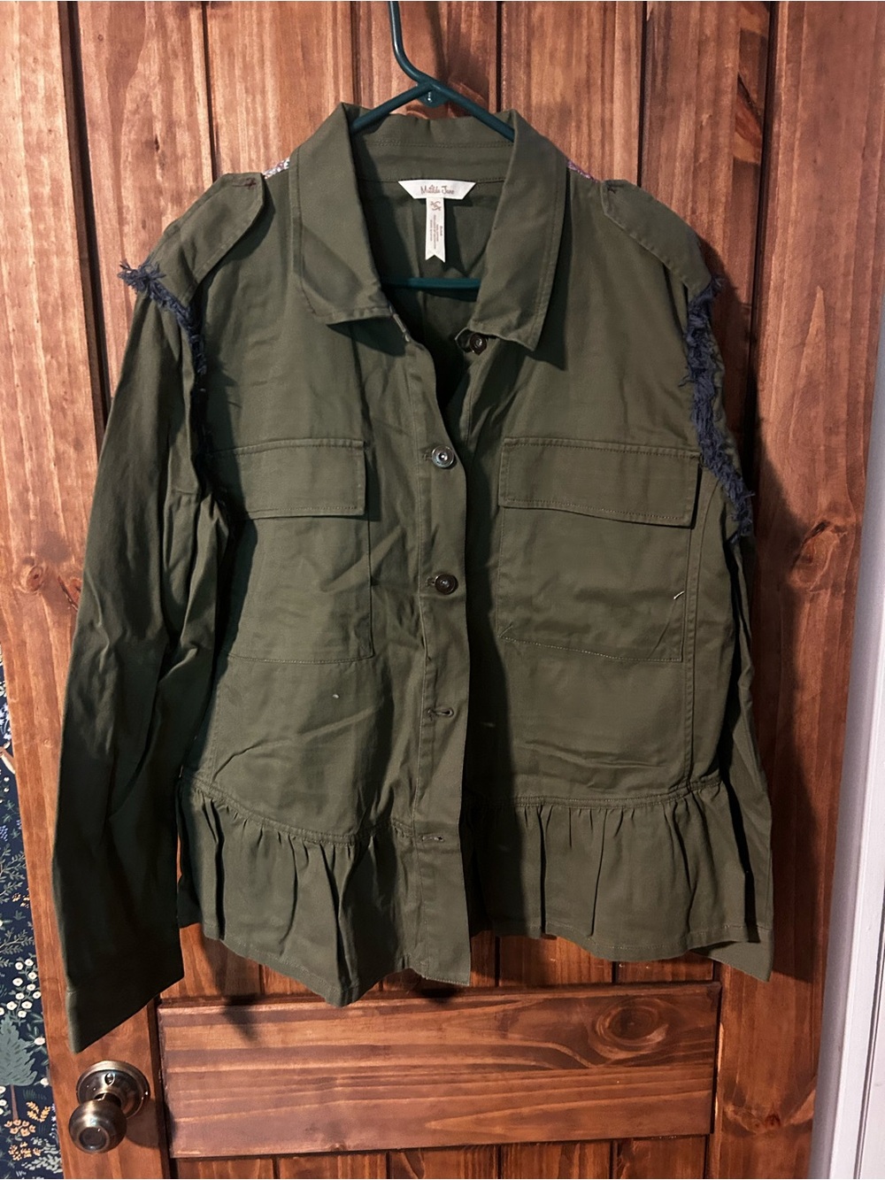 Matilda Jane Olive Green Utility Jacket with Ruffle Hem